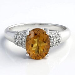 Anello in argento con Quarzo Cognac
