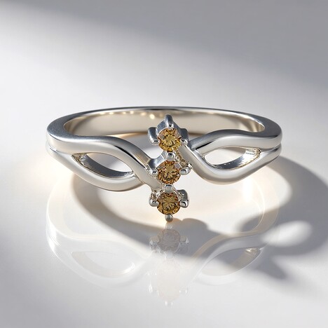 Anello in argento con Diamante Champagne I3