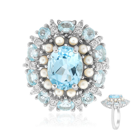 Bague en argent et Topaze bleu ciel