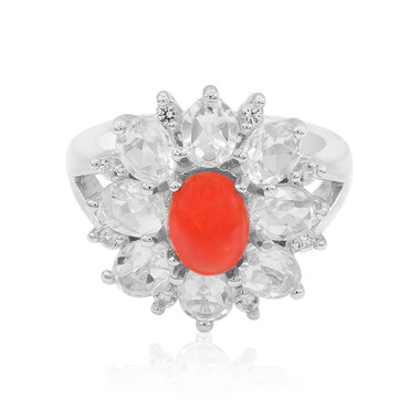 Anello in argento con Opale Rosso dell'Etiopia