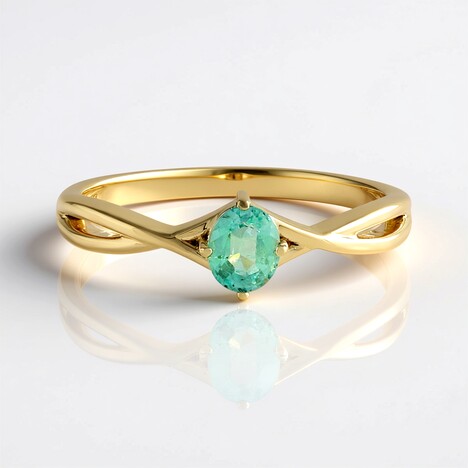 Bague en or et Émeraude de couleur Paraiba