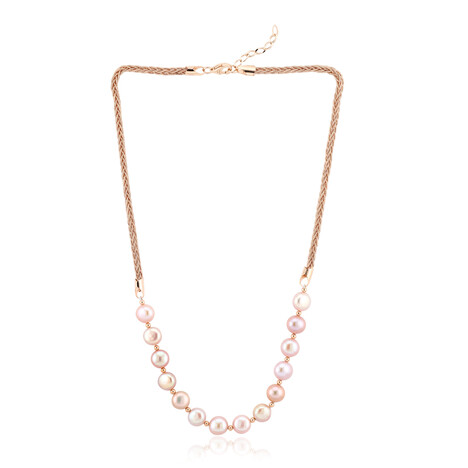 Purpurfarbene Süßwasserzuchtperlen-Silbercollier (TPC)