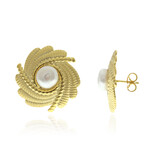 Boucles d'oreilles en argent et Perle blanche de culture d'eau douce (Joias do Paraíso)