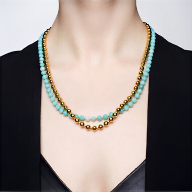 Collana in argento con Amazzonite (Riya)