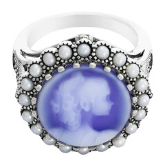 Zilveren ring met een Blauwe agaat