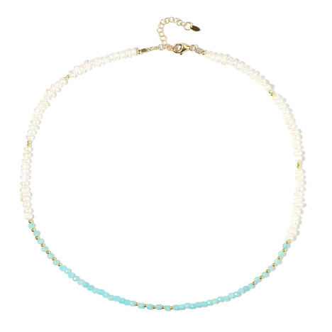 Zilveren halsketting met amazonieten (Riya)