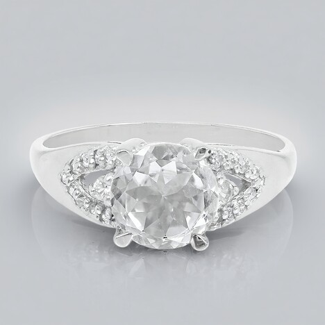 Anello placcato in platino con Goshenite