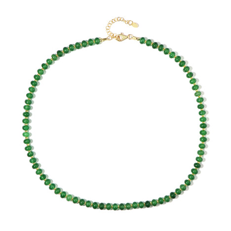 Green Quartz Silver Necklace (Riya)