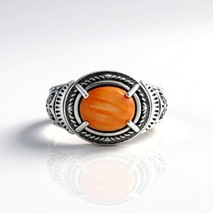 Anello in argento con Conchiglia di Ostrica Spinosa Arancione (Desert Chic)