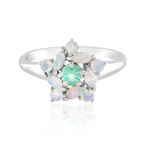 Anillo en plata con Esmeralda de Rusia