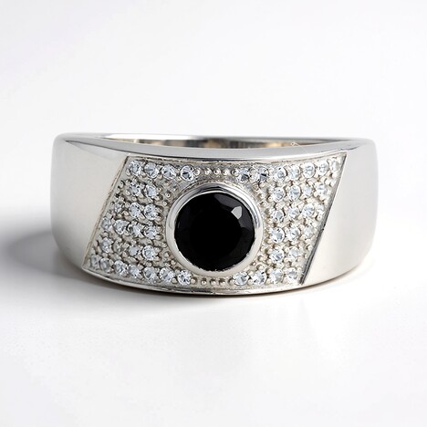 Anello da uomo in argento con Spinello Nero