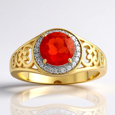 Anello in oro con Opale di Fuoco Messicano AAA