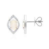 Boucles d'oreilles en or et Opale blanche du Brésil