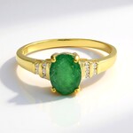 Anello placcato in oro con Smeraldo Bahia