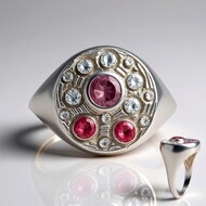 Zilveren ring met een Malaya granaat (MONOSONO COLLECTION)