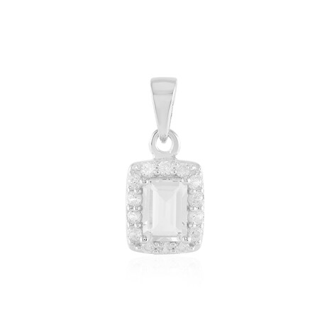 Zilveren hanger met een witte kwarts