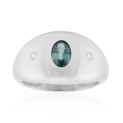 Zilveren ring met een Petrolkleurige saffier