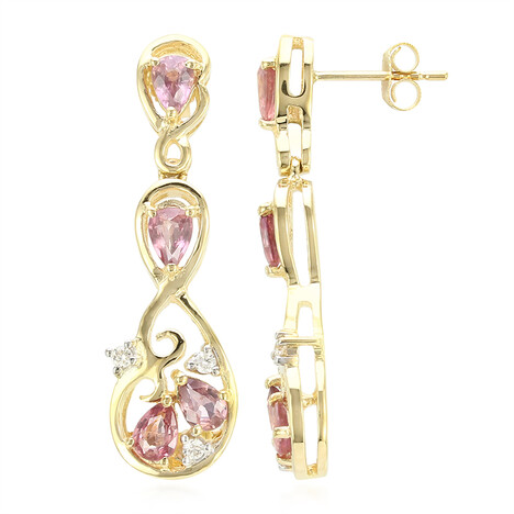 Nicht erhitzter Padparadscha-Saphir-Goldohrringe (AMAYANI)