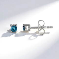 Boucles d'oreilles en argent et Diamant bleu I2