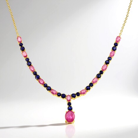 Collana in argento con Zaffiro Rosa del Madagascar