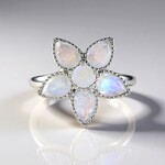 Anello in argento con Pietra di Luna Arcobaleno