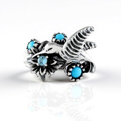 Anello in argento con Turchese Sleeping Beauty (Desert Chic)