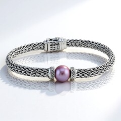 Bracciale in argento con Perla Ming Porpora (Nan Collection)