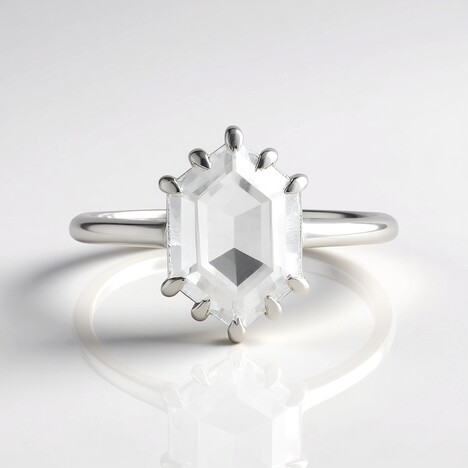 Anello in argento con Quarzo Bianco