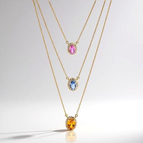 Collana in oro con Zaffiro Arancione Ban Ka Cha