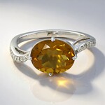 Anello in argento con Quarzo Cognac