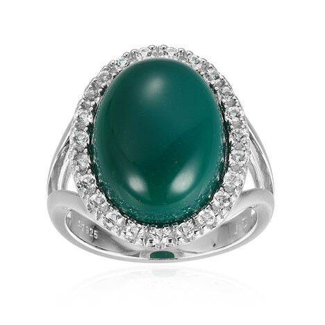 Bague en argent et Agate verte