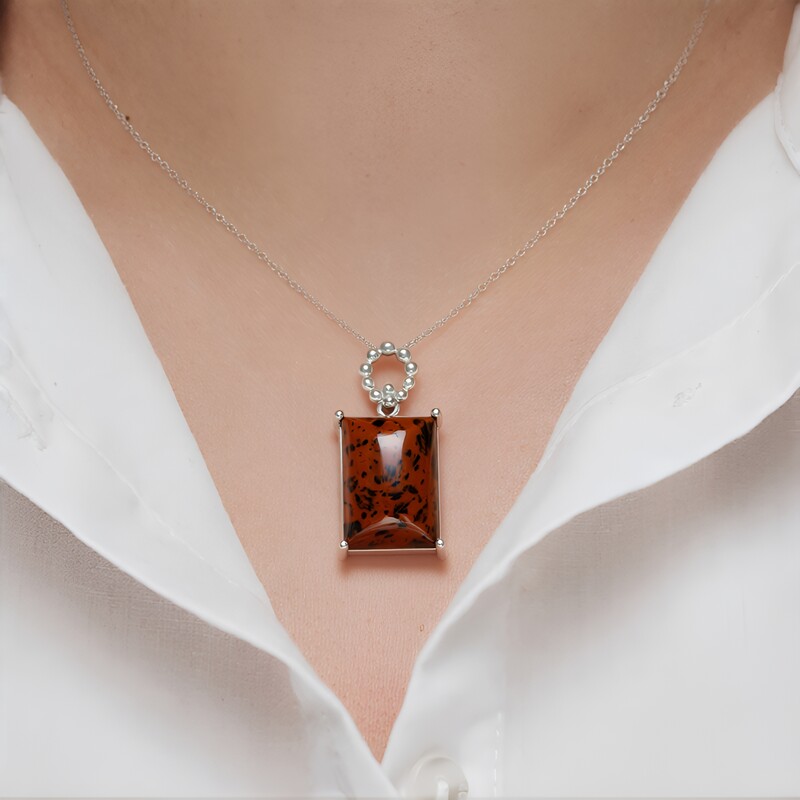 Mahagoni-Obsidian-Silberanhänger