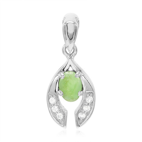 Zilveren hanger met een keizerlijk chrysopraas