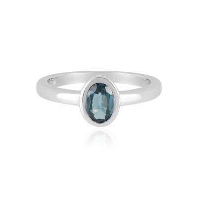 Anello in argento con Cianite Blu Foglia di Tè