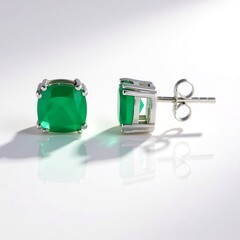 Orecchini in argento con Onice Verde
