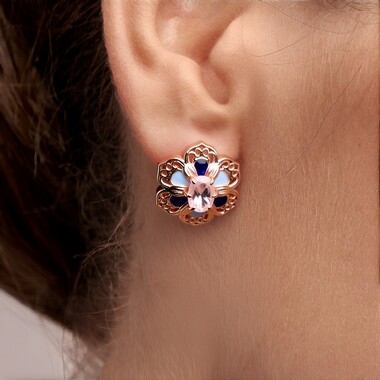 Rose Quartz Silver Earrings (SAELOCANA)