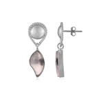 Purple Chalcedony Silver Earrings (Bali Barong)