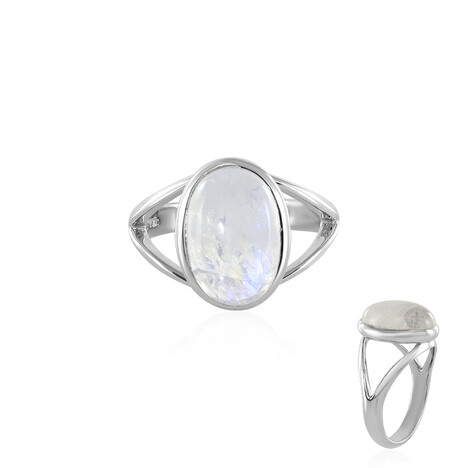 Regenbogen-Mondstein-Silberring