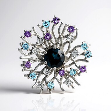Zawieszka ze srebra rodowanego - Topaz niebieski London Blue (de Melo Essence)