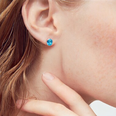 Blue Apatite Silver Earrings