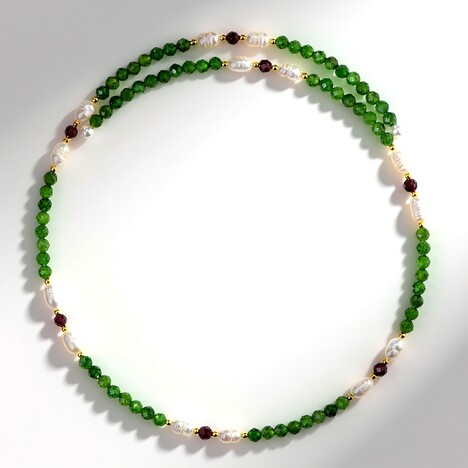 Collana rigida in acciaio con Diopside Russo (Riya)