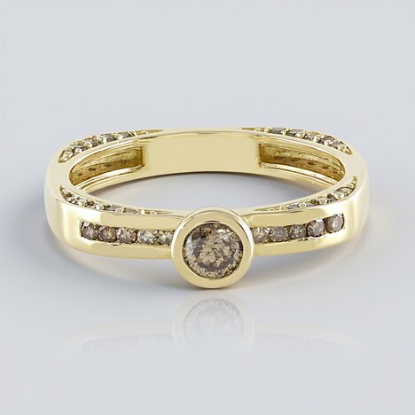 Anello in oro con Diamante Champagne I2 (de Melo Gold)