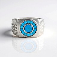 Neonblauer Apatit-Silberring