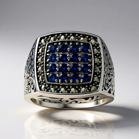 Anello in argento con Zaffiro Blu (Annette classic)