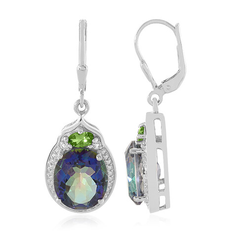 Blauer Mystik-Quarz-Silberohrringe