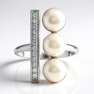 White Freshwater Pearl Silver Ring (TPC)