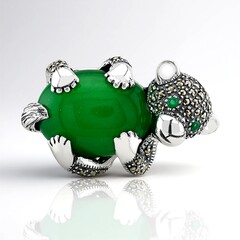 Pendentif en argent et Agate verte