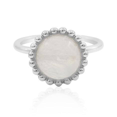 Anillo en plata con Piedra de Luna arcoíris