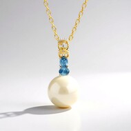 Collar en plata con Perla blanca Freshwater (Gems en Vogue)