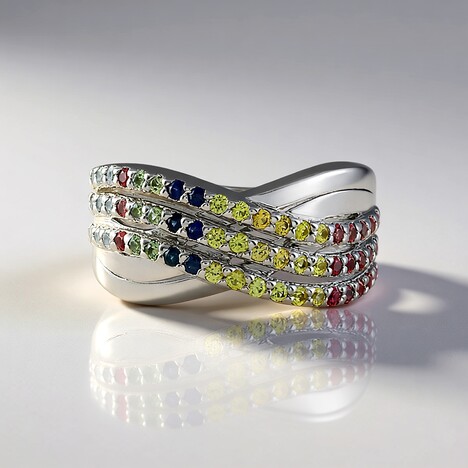 Anello in argento con Zaffiro Fancy